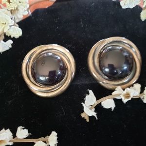 Jewelry - Large vintage black silver tone earrings Jewelry - Large vintage black silver tone earrings